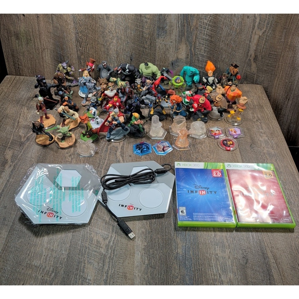 Disney Infinity 1.0 2.0 3.0 Xbox 360 Massive Lot Of 44 Figures 2 Portals+ Extras
